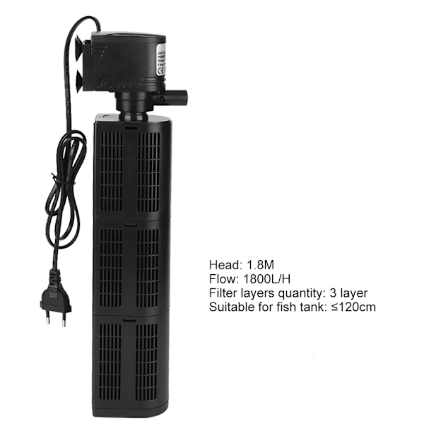 3 i 1 filter filtrering oksygeneringspumpe vann for fisktank akvarium EU-plugg 220V
