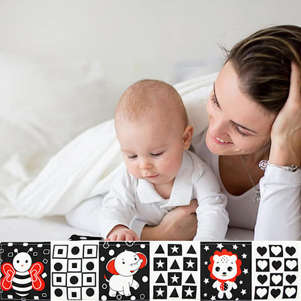 Høy kontrast babybok for nyfødte leker 0-3 måneder babystroller