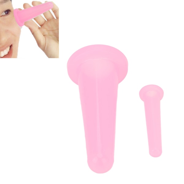 2 st ansiktssugkoppar set mini silikon mjuk bärbar vakuumsugmassagekoppar för vuxna hem rosa