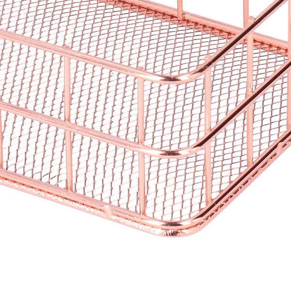 2 st nordiska enkla smidesjärnsförvaringskorgar Skrivbordsarrangör Behållare, Roséguld