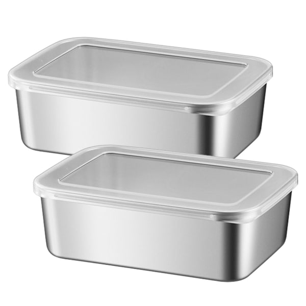 Rustfrie stål matbeholdere, matpakke lunsj Bento-boks, perfekt for kjøkkenfryser og mikrobølgeovn, rektangulær gjenbrukbar