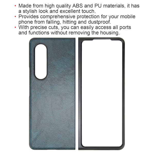 Business Läder Telefonfodral för Galaxy Z Fold 3 Dammsäker Fällbar Skärm Telefonfodral Mörkgrön