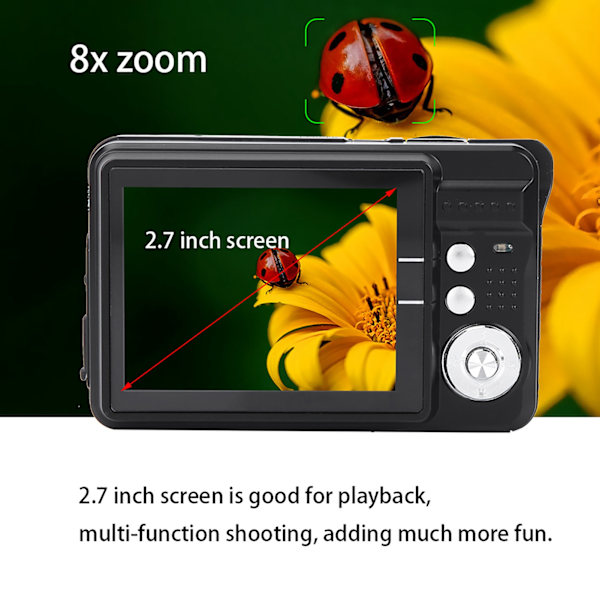 2,7 tuuman näytön HD-lasten lelu digitaalinen videokamera lapsille akulla (musta)