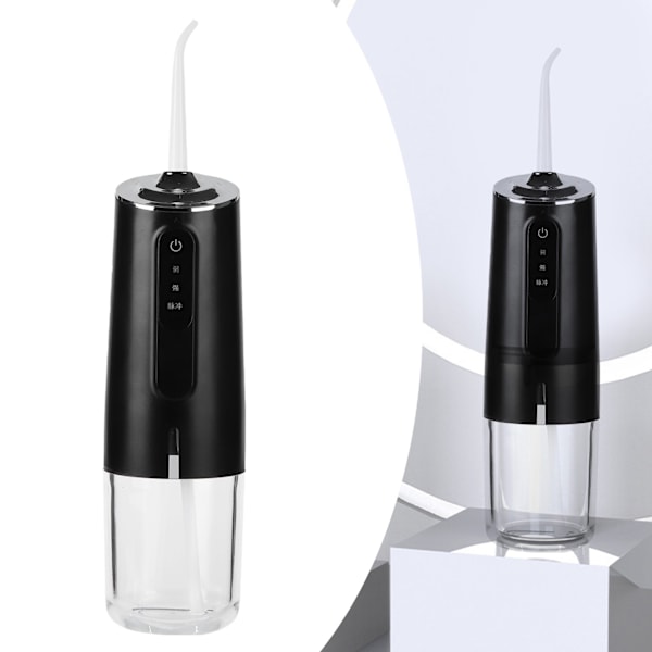 240 ml bärbar munsköljare 3-läges USB-laddningsbar vattentråd Vattentät tandborste med 1 munstycke Svart