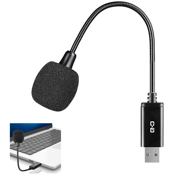 Kompakt Kristallklar Röst Mini USB-Mikrofon för Bärbara och Stationära Datorer, Högupplöst Ljudmikrofon med Inbyggt USB-Ljudkort för