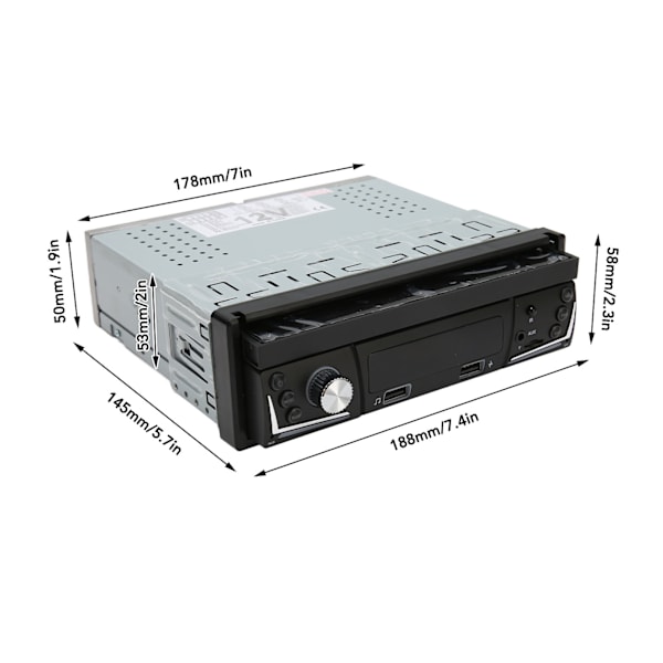 7 tums Bluetooth-bilvideospelare RDS FM AM-bilradiospelare HD infällbar pekskärm med 12 LED-backupkamera manuell typ