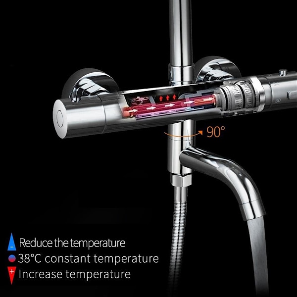 Termostatisk dusjbatteri i forkrommet messing