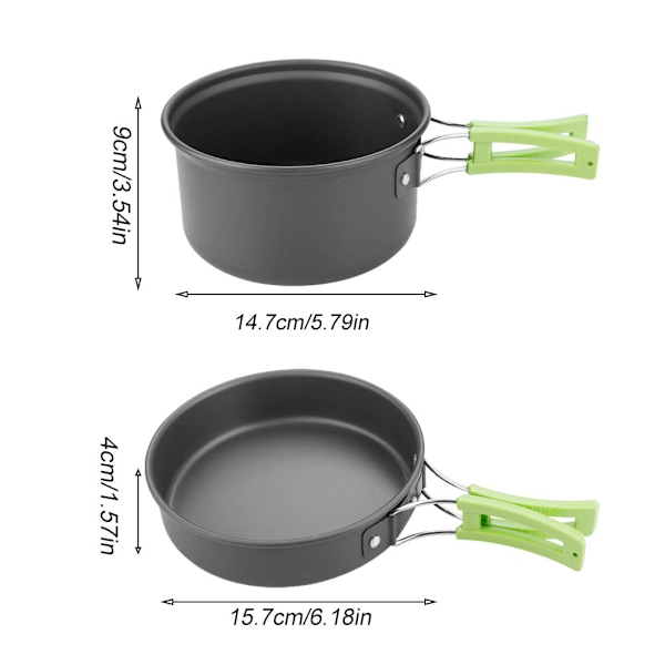 Camping Köksredskapsset, Portabel Utomhusmatlagningsutrustning Med Non-Stick Lätta Kastruller, Perfekt För Backpacking, Vandring Och Picknickar, Inkluderar Mesh-väska För