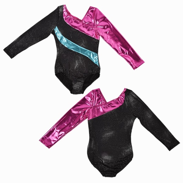 Flickor Sport Gymnastik Leotard Kläder Bekväma Elastiska Långärmad Danskläder (7-8 år)