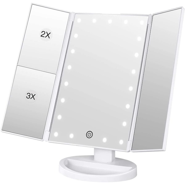 Effortless Vanity Gift, 21 LED-lampor Touch Dimming Sminkspegel med 180 Graders Rotation, Portabel Skönhetsbordsspegel för Hem & Resa