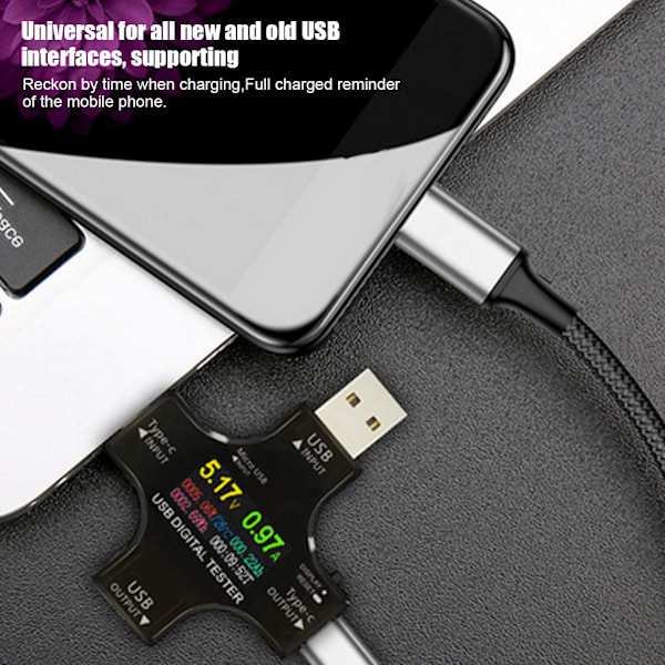 USB-C PD digitaalinen väri TFT DC jännitteenmittari jännitevirran ilmaisin testaaja sovittimella