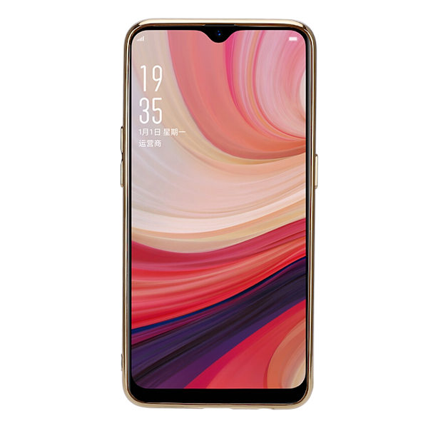 Elektropläterat mjukt gummi + plexiglaslins Anti-fall tunna telefonfodral för OPPO A7 (svart)