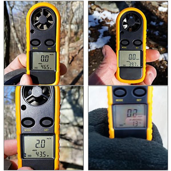 Digital vindhastighetsmätare, anemometer med temperaturmätare, praktisk handhållen design för datorfläktar och utomhusteknik