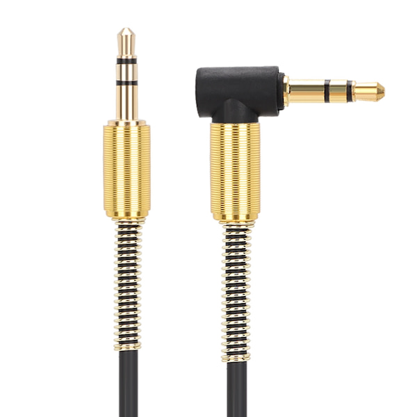 1m högkvalitativ 3,5 mm rak hane till 3,5 mm vinklad hane ljudkabel Aux-kabel (svart)