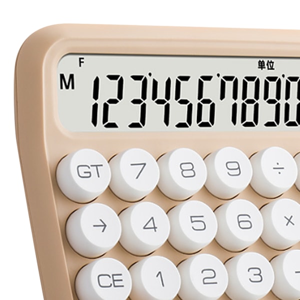 12-cifret lommeregner med stort LCD-display, store knapper, standard mekanisk switch-lommeregner til kontor, skole, hjem, mælketefarve