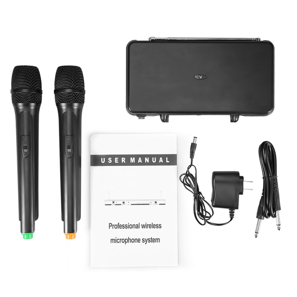 Dual Handheld Wireless Dynamic Microphones   LCD Receiver System for Karaoke Singing EU Plug