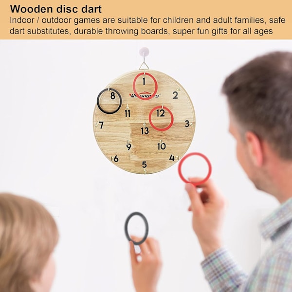 Robust och hållbar ringkastningsspel i trä för väggmontering, rolig och säker familjeunderhållning inomhus och utomhus med snabb och enkel installation, present för åldrar 6+ (1