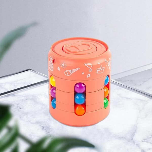 Magic Cube Fidget Spinner Roterende Bønne Stressavlastningsleketøy Oransje