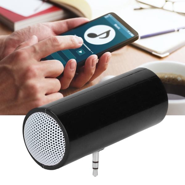 3,5 mm Jack Stereo Minihøyttaler Bærbar Trådløs Plug-in-høyttaler for Mobiltelefoner og Nettbrett Svart