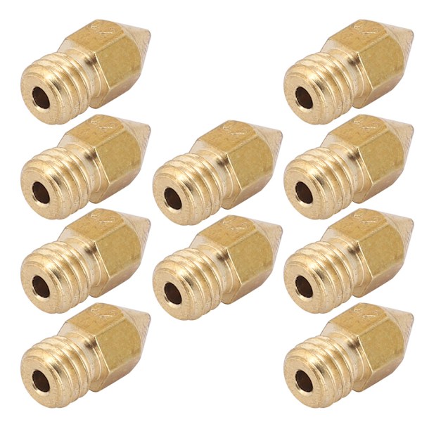 10 stk 3D-skriver Mk8 messingdyse ekstruderdyse 1,75/0,2 mm filament skriver ekstruderdyse