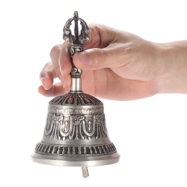 Handgjord Tibetansk Buddhistisk Tempel Meditation Sjungande Klocka med Dorje Vajra Buddhism Övningsinstrument