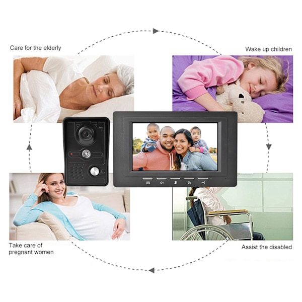 7-tums TFT LCD-videodörrtelefon Intercom Dörrklocka Kit 700TV Line Nattvision EU 100-240V