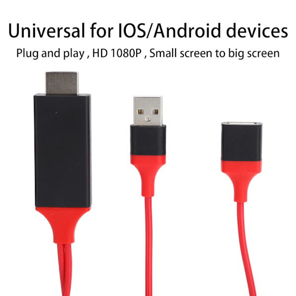 1080p TypeC Mobiltelefon til HD Multimedia Interface Kabel USB Adapter til IOs Android(Rød )