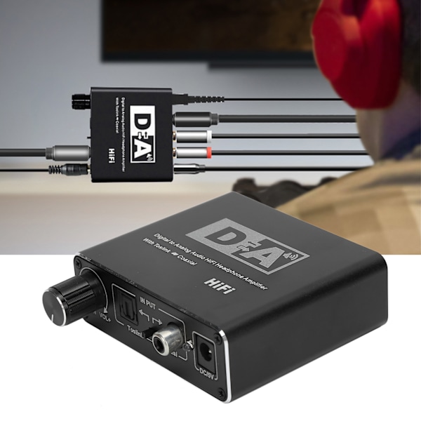 Digital till analog fiberomvandlare volymjustering koaxial till 5.1-kanals ljudavkodare (värd USB-strömförsörjningsledning optisk fiberledning)