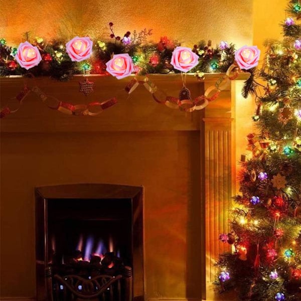 Varmvitt LED-ljus LED Rosblommor Ljusslinga, Säker Design Med Mångsidig Dekor För Inomhus LED-ljusslingor Och Bröllop, Middagsbord, Trädgård