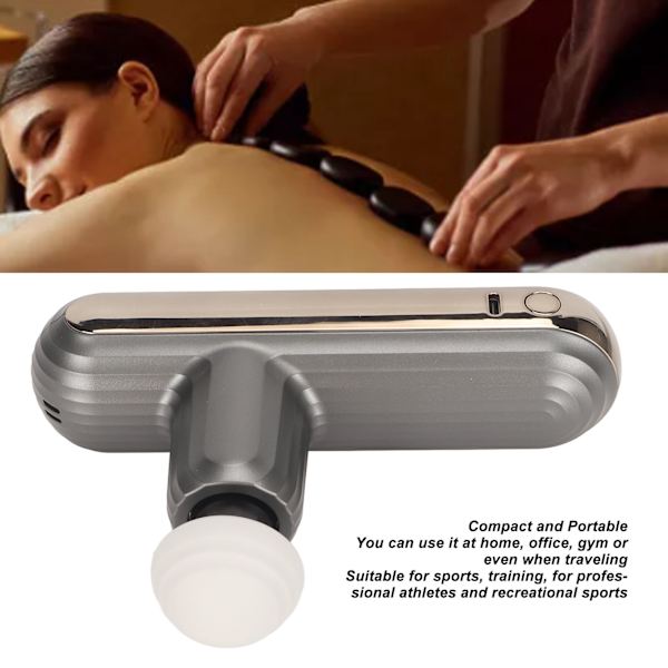 Muskelmassager Låg Ljud 4 Hastigheter Uppladdningsbar Bärbar Djupvävnadsavslappnande Handhållen Massager för Rygg Nacke Kropp Svart