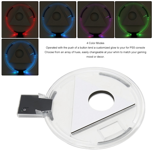 Digital RGB LED-base for PS5 vertikal stativ - 4 fargemoduser - Robust og slank RGB LED-konsollstativ for PS5
