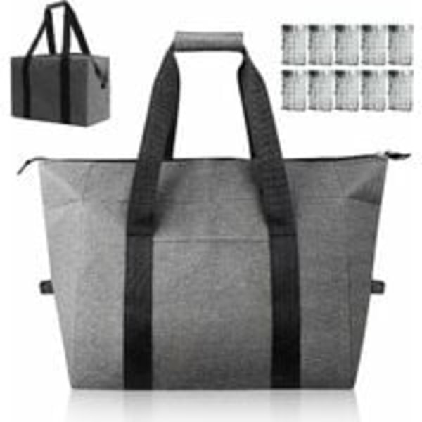 Foldable Insulated Bag, 20l Large Capacity Lunch Bag Portable Meal Bag Cooler Bag for Picnic Beach