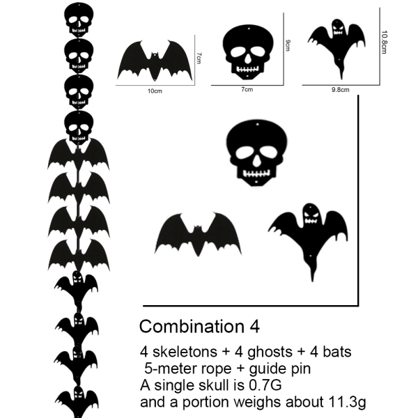 2 Halloween hängande dekor med Bat Skull Ghost Horror Party Ac mixed