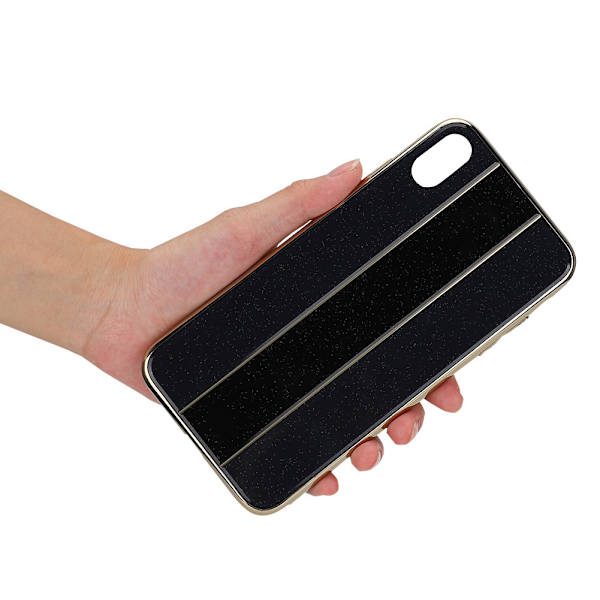 Elektroplet blødt gummi + plexiglas linse mobiltelefon covers til iPhone XS max (sort)