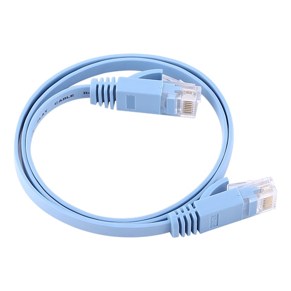 RJ45 CAT6 Ethernet nettverkskabel Flat LAN-kabel UTP Patch-ruterkabler 1000M Blå 0,5 meter