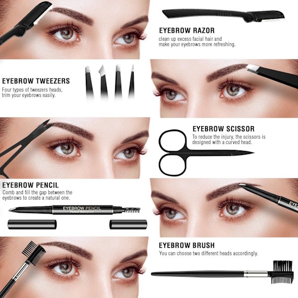 Kit   8in1   Multipurpose Eyebrow Tweezers Kit