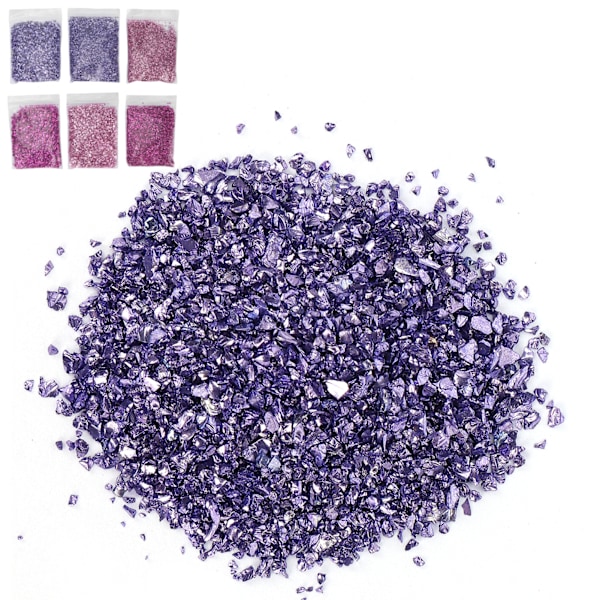 Krossat Glas Hantverksglitter av Högkvalitativt Glasmaterial, Konsttillbehör för Resin, Hemdekoration Vasfyllning Glänsande Nagelpaljetter Flakes för Nagelkonst DIY Smycken