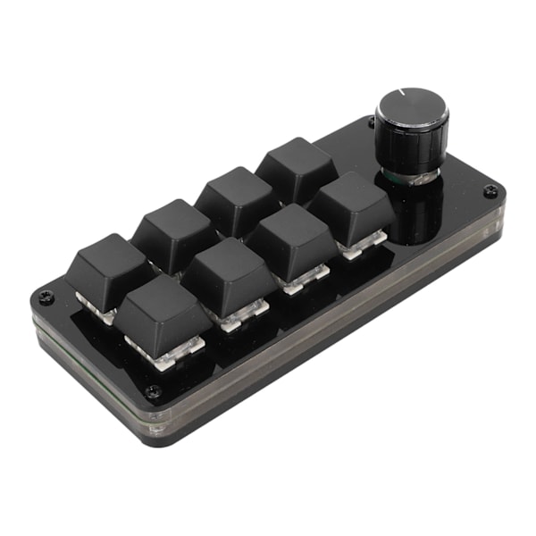 Mini 8-tasters tastatur med drejeknap, tilpasset program, hot-swappable blå switche, tastaturkabeladskillelse, makro, mekanisk tastatur