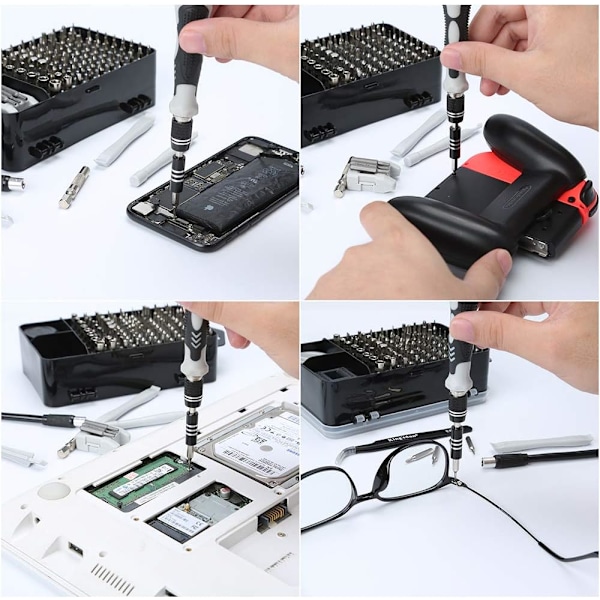 Precision i dina fingertoppar, Magnetisk reparationssats: 122-i-1 Elektronikverktygssats, Kromvanadin, Ergonomiskt grepp, Flexibel axel, För bärbara datorer,