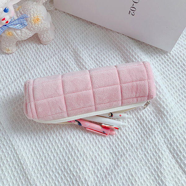 Plys blyantæske makeup taske lynlås blyant pung til kontorartikler kosmetik makeup rejsetilbehør