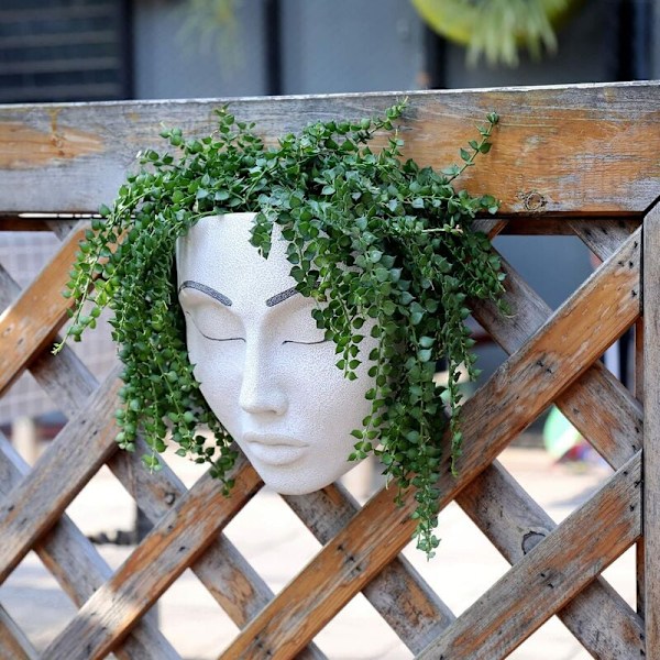 Dekorativ Hängande Blomkruka i Resin, Betongliknande Material Högpresterande Resin Inom- och Utomhusbruk Väggkruka Kompatibel Med