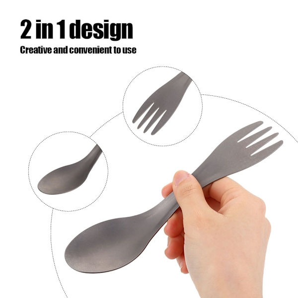Livstidsgaranti på din utomhusmatsalskompis, multifunktionell spork i titanlegering, sandblästrad process, ergonomiskt grepp, portabel för camping
