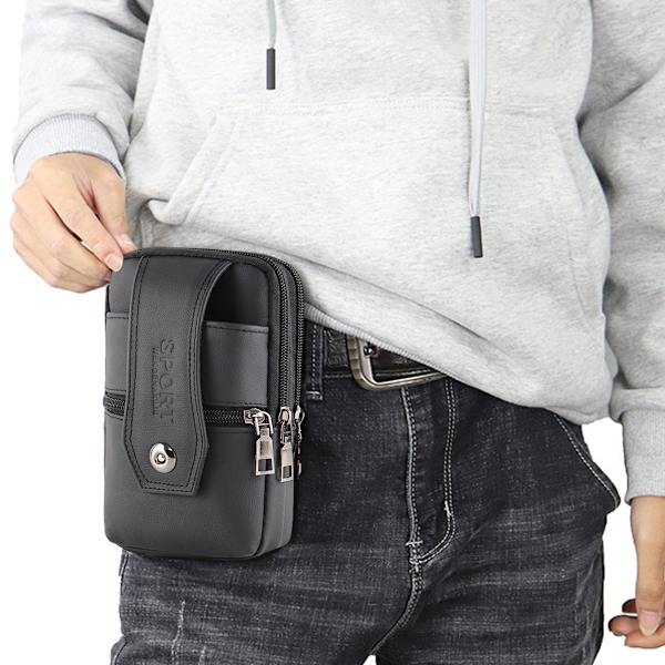 Læder mobiltelefon Fanny pack mænd bælte lodret spænde multifunktionel 6,5 \"ko læder telefon taske