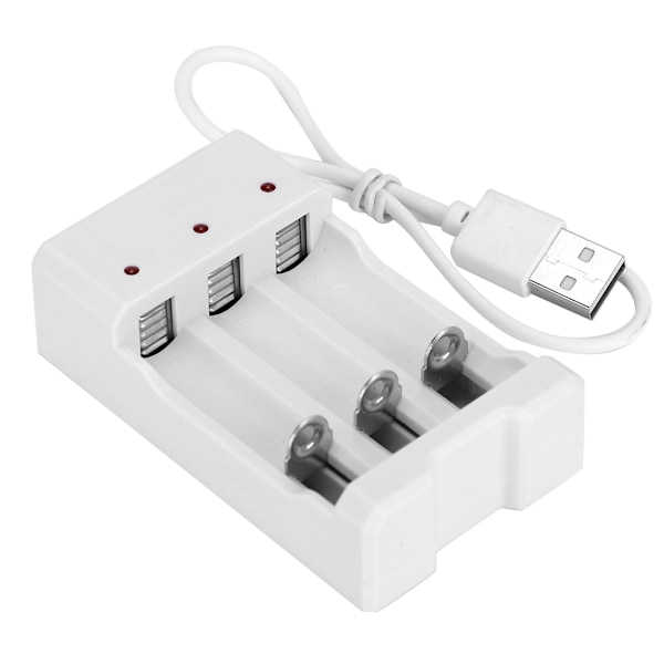 A03 Hvit ABS Miljøvennlig Høy Temperaturmotstand 3-Sporet USB-Lader Lading for Aa AAA-Batteri