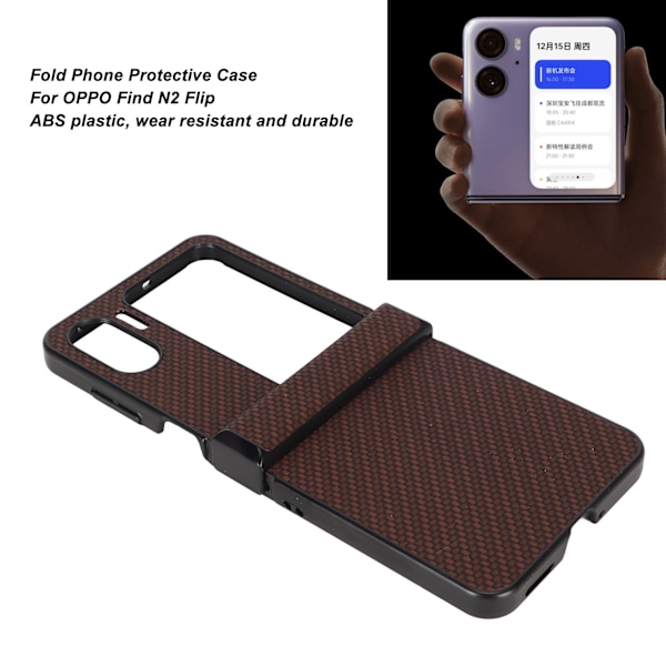 Fodral för OPPO Find N2 Flip i kolfiberstruktur, vikbart mobilskal i plast, brunt