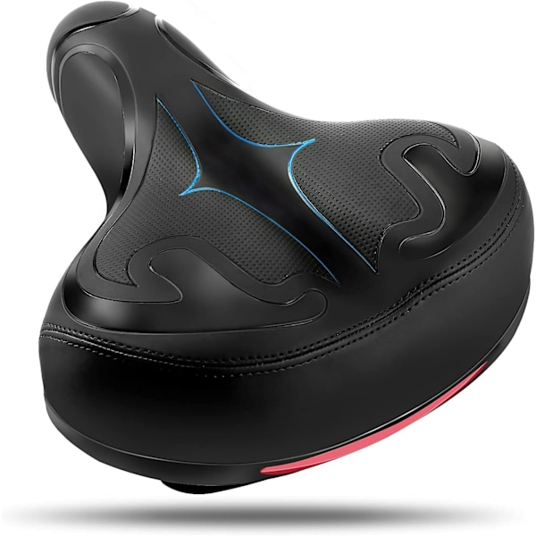 Andningsbart cykelsäte i memory foam, tyst fjädring med vattentätt läderöverdrag, ergonomisk design för säkra natturer
