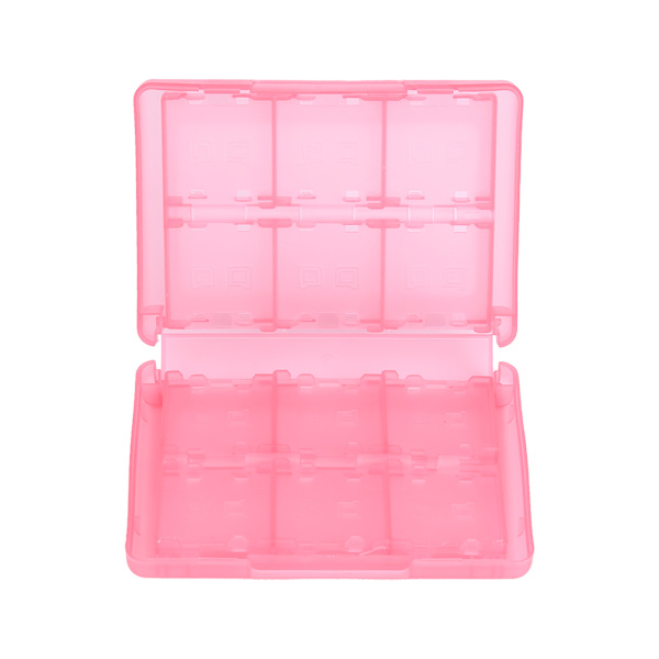 28 i 1 PP Plast Spelkort Fodralhållare Kassett Förvaringslåda för Nintendo 3DS DSL DSI LL Rosa