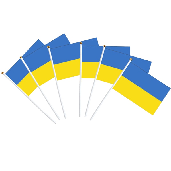 100 stk. Ukraine håndholdte flag 21*30cm Ukrainske nationale mini stangflag Party Festival Parader Fester Dekoration