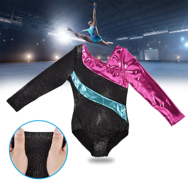 Flickor Sport Gymnastik Leotard Kläder Bekväma Elastiska Långärmad Danskläder (7-8 år)