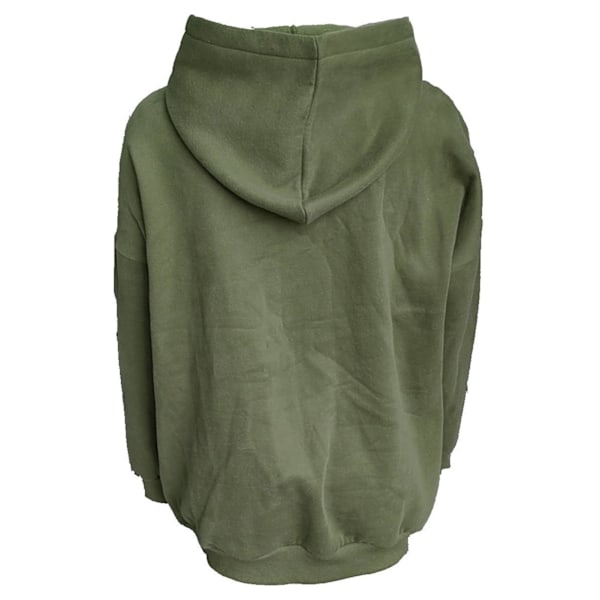 Dam Huvtröjor Nedhasad Axel Långärmad Lös Passform Enfärgad Casual Oversized Tröja Topp OD Grön S